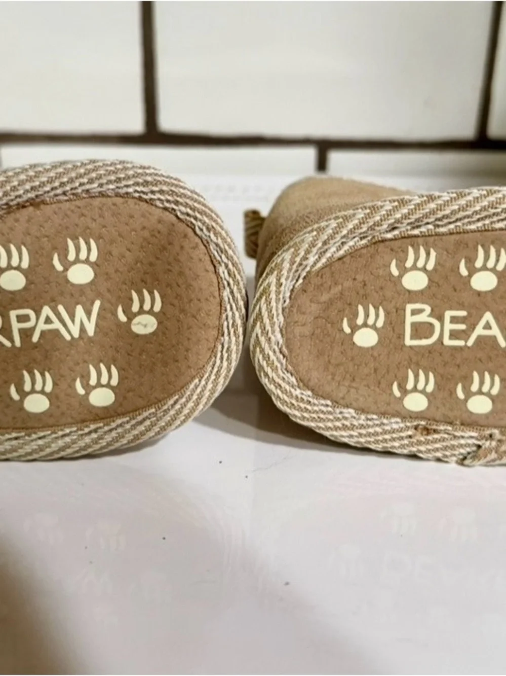 BearPaw Kids Genuine Suede Nesti Boots in Tan with Chevron Trim. 0-6 mo.